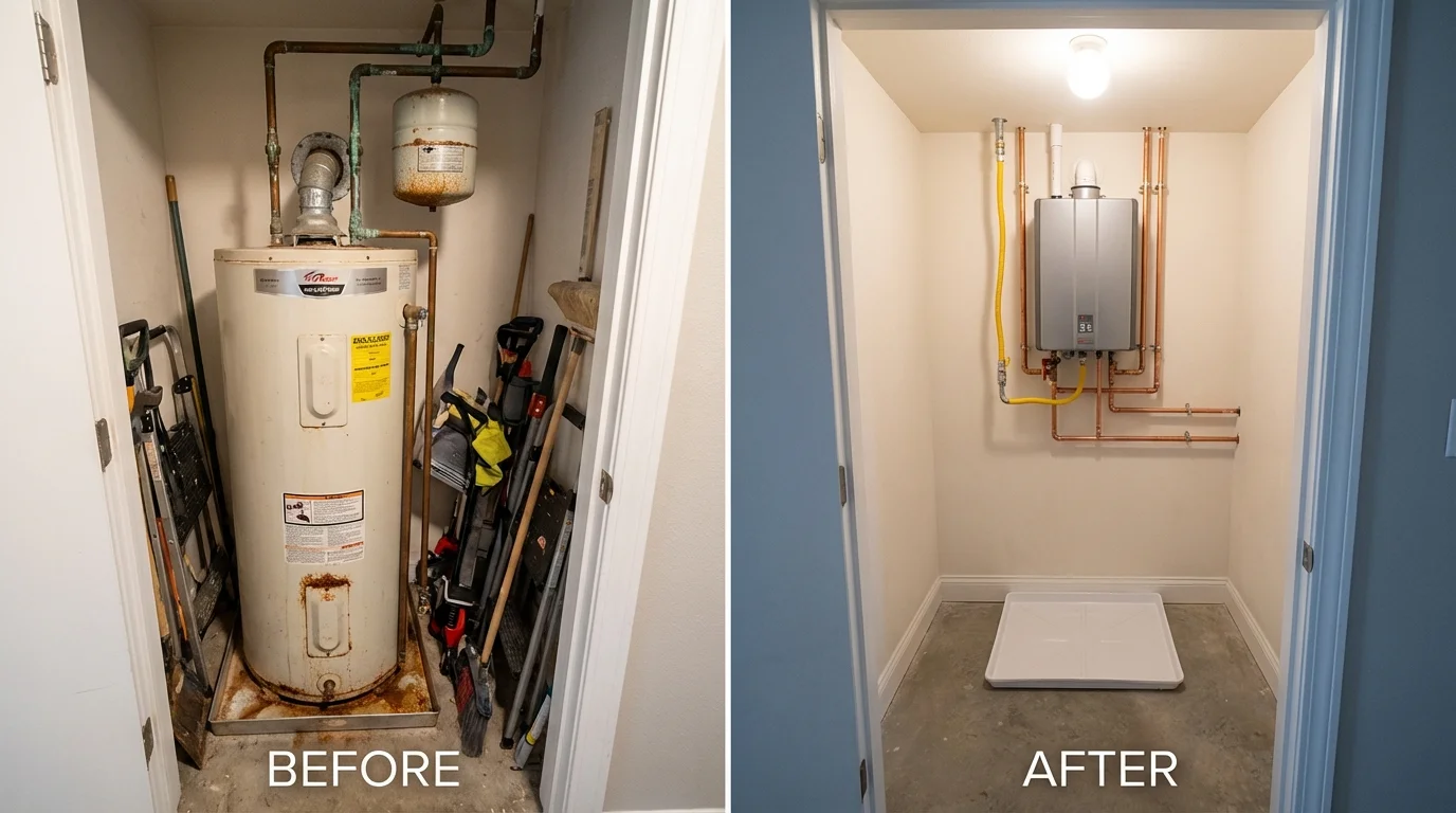 Tank water heater versus wall-mounted tankless unit comparison for Indian Head, MD homeowners